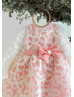 Long Sleeves Ivory Pink Elegant Flower Girl Dress